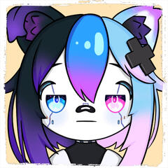 A static emote of K4RM0BUDDY staring, it's very cute.